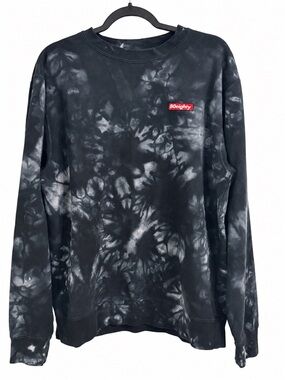 80Eighty Men Black Gray Tie Dye Crewneck Sweatshirt Pullover Streetwear Casual M